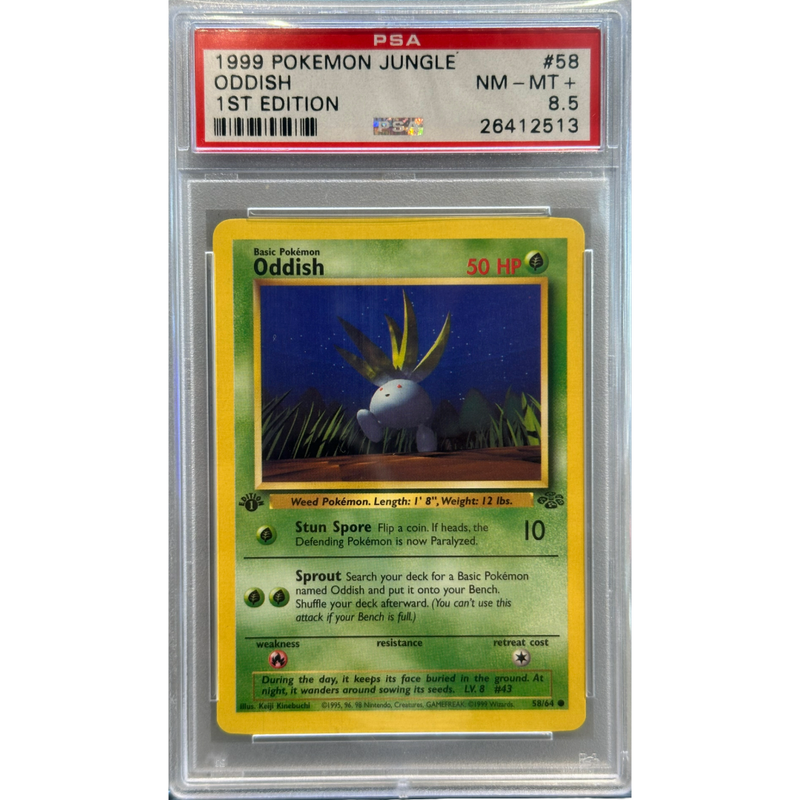 1999 Pokemon Oddish 1st Edition PSA 8.5